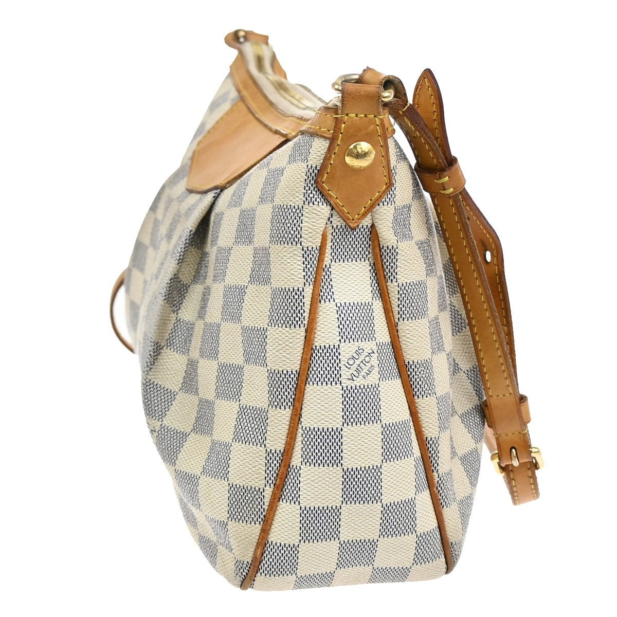 Louis Vuitton Siracusa Handbag Damier, WHITE, LEATHER, Shoulder bag