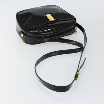 Salvatore Ferragamo Vala Shoulder Bag Patent Leather, BLACK, PATENT_LEATHER, Shoulder bag