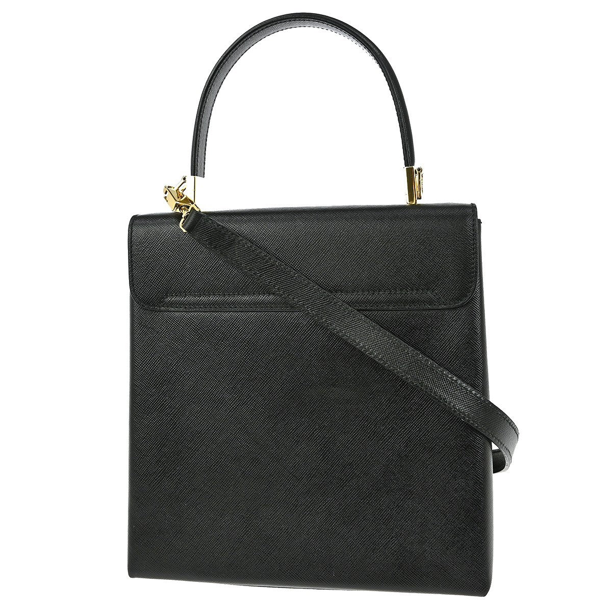 Salvatore Ferragamo Gancini handbag Leather, BLACK, LEATHER, Handbag