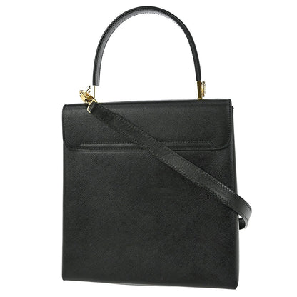 Salvatore Ferragamo Gancini handbag Leather, BLACK, LEATHER, Handbag