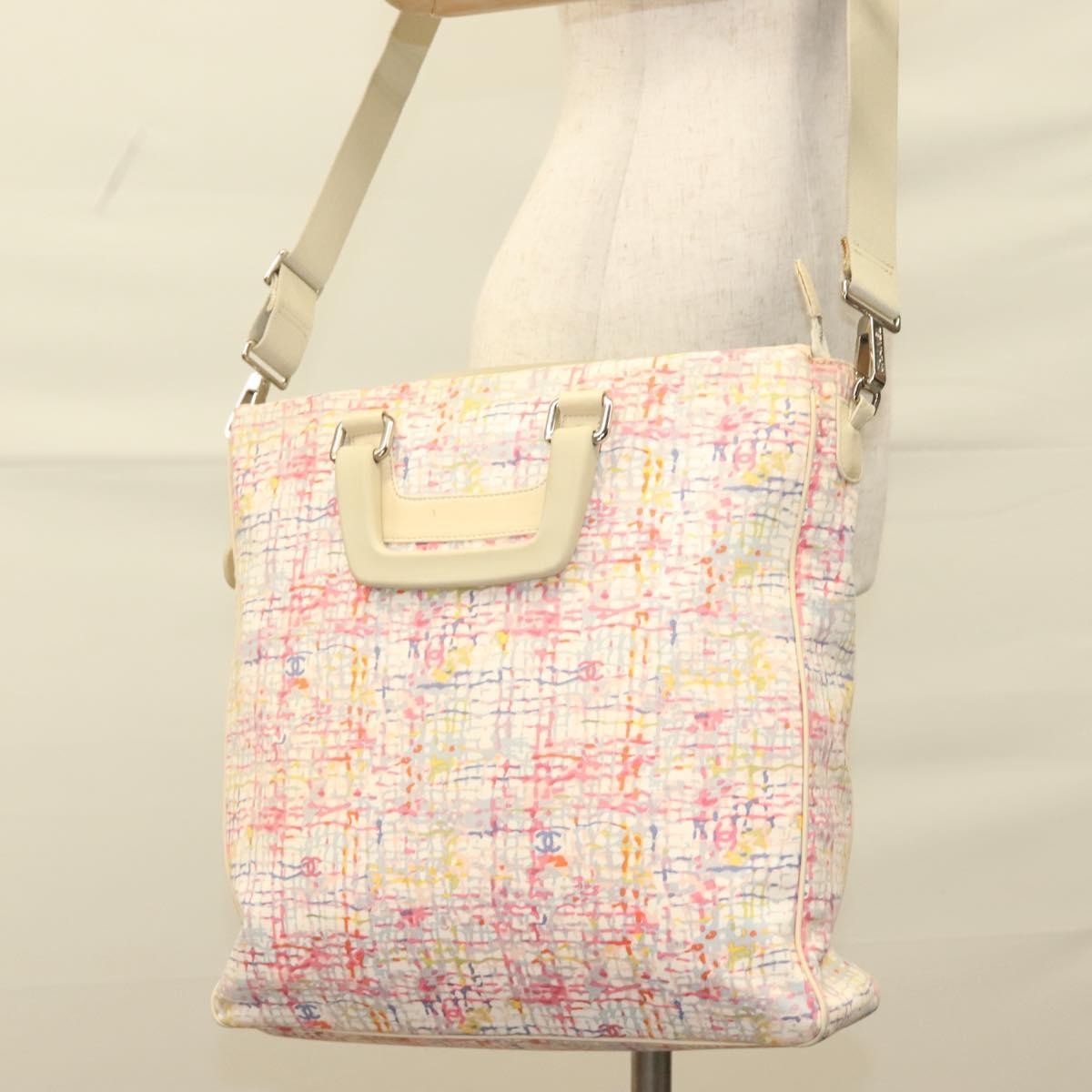 Chanel Vintage CC clover tote Canvas, PINK, CANVAS, Tote bag