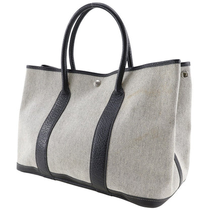 Hermes Garden Party Tote Toile and Leather, GRAY, CANVAS, Tote bag