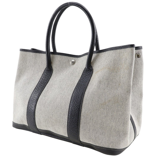 Hermes Garden Party Tote Toile and Leather, GRAY, CANVAS, Tote bag
