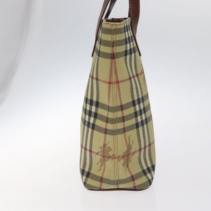 Burberry Top Handle Tote Haymarket Coated Canvas, BEIGE, PVC, Tote bag