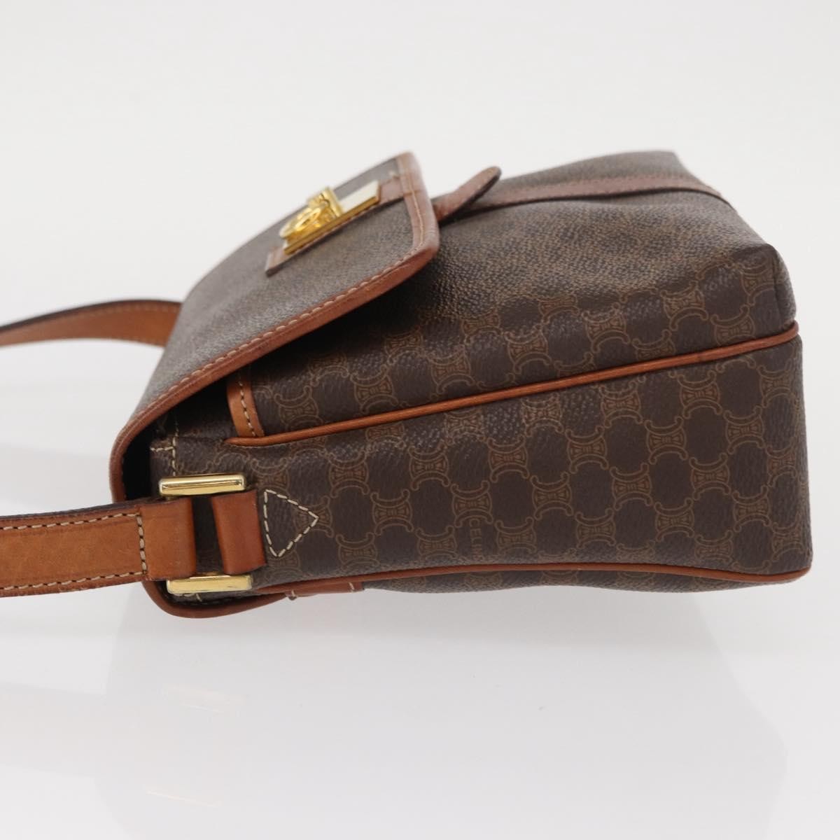 Celine Vintage Macadam Shoulder Bag Canvas and Leather, BROWN, CANVAS, Shoulder bag