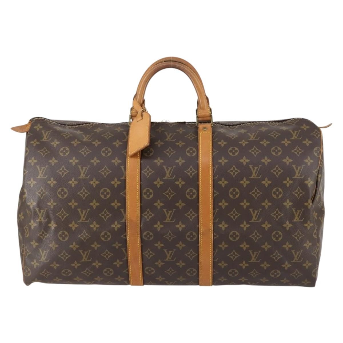 Louis Vuitton Keepall Bag Monogram Canvas, BROWN, CANVAS, Travel bag