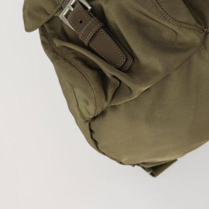 Prada Vela Double Front Pocket Backpack Tessuto with Saffiano Leather, KHAKI, NYLON, Backpack