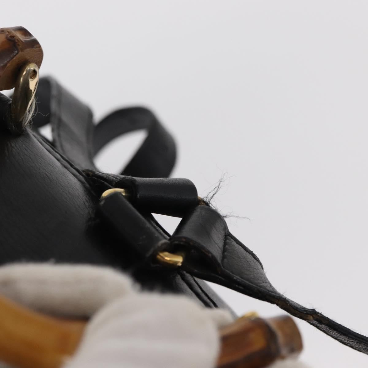Gucci Vintage Bamboo Backpack Leather, BLACK, LEATHER, Backpack