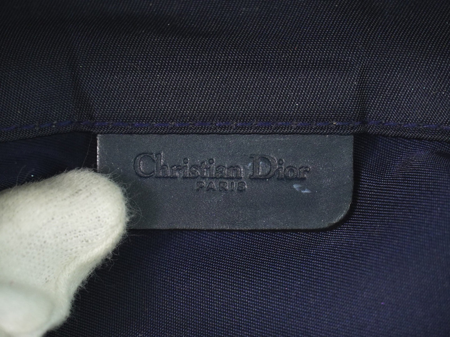 Christian Dior Saddle Zip Pouch Diorissimo Canvas, NAVY, CANVAS, Clutche & pouche