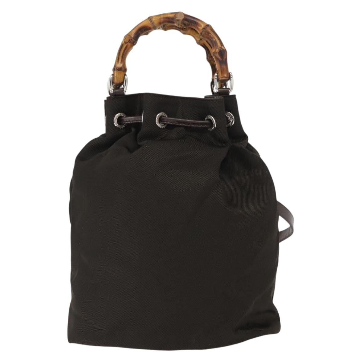 Gucci Vintage Bamboo Sling Backpack Nylon, KHAKI, NYLON, Backpack