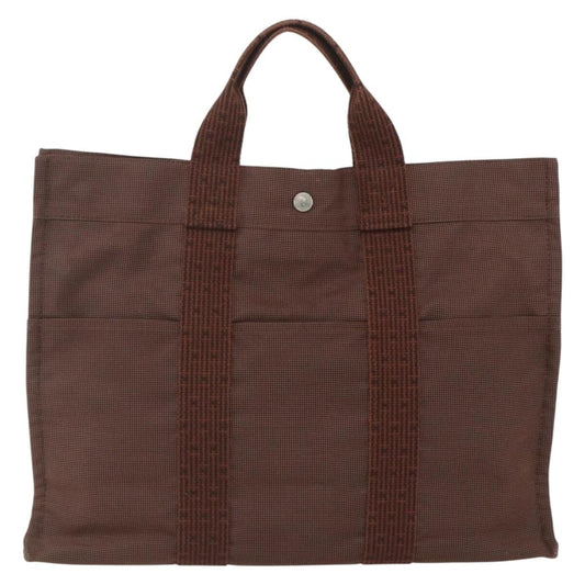 Hermes Fourre-tout Herline Canvas, BROWN, CANVAS, Tote bag