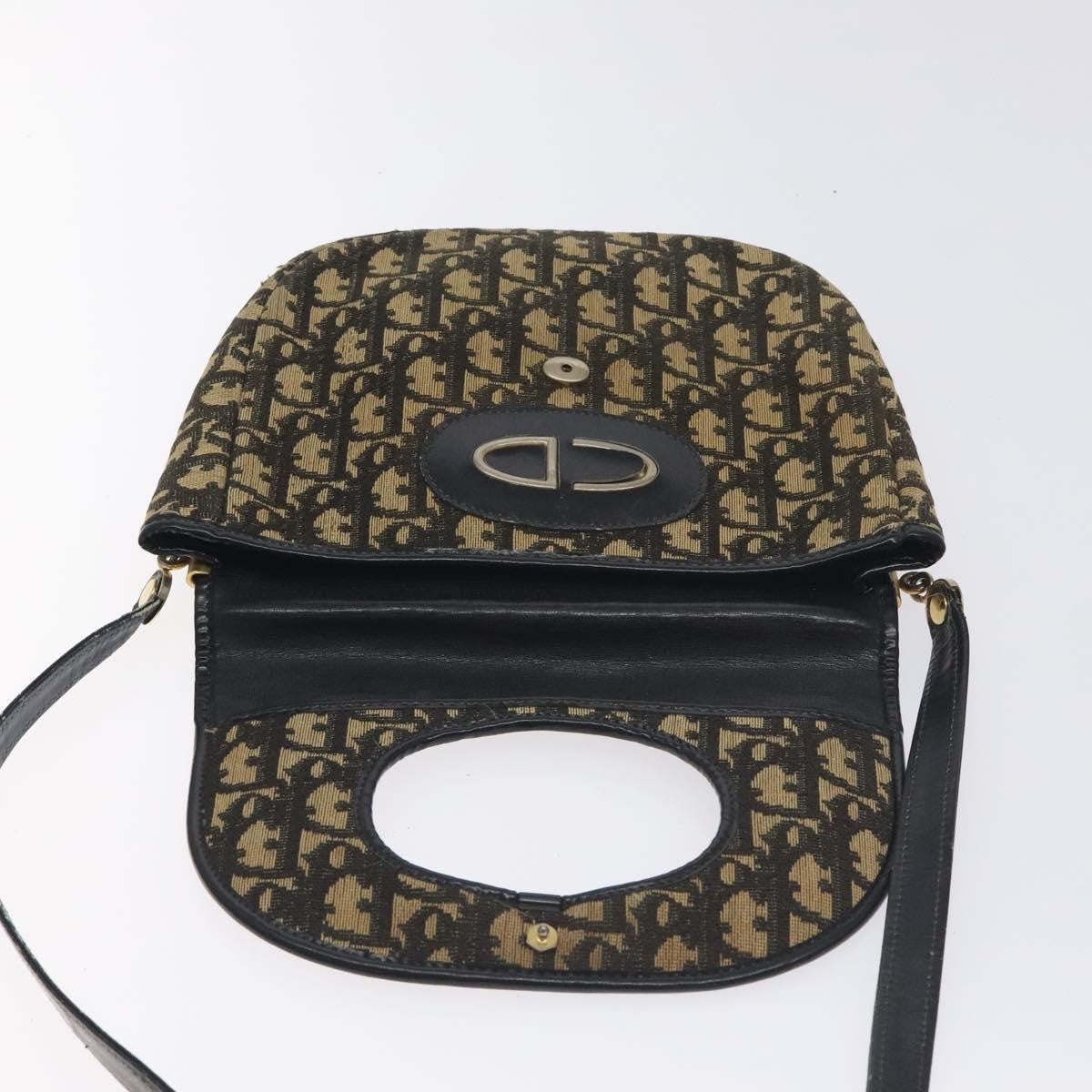 Christian Dior Vintage Flap Crossbody Bag Canvas, NAVY, CANVAS, Shoulder bag