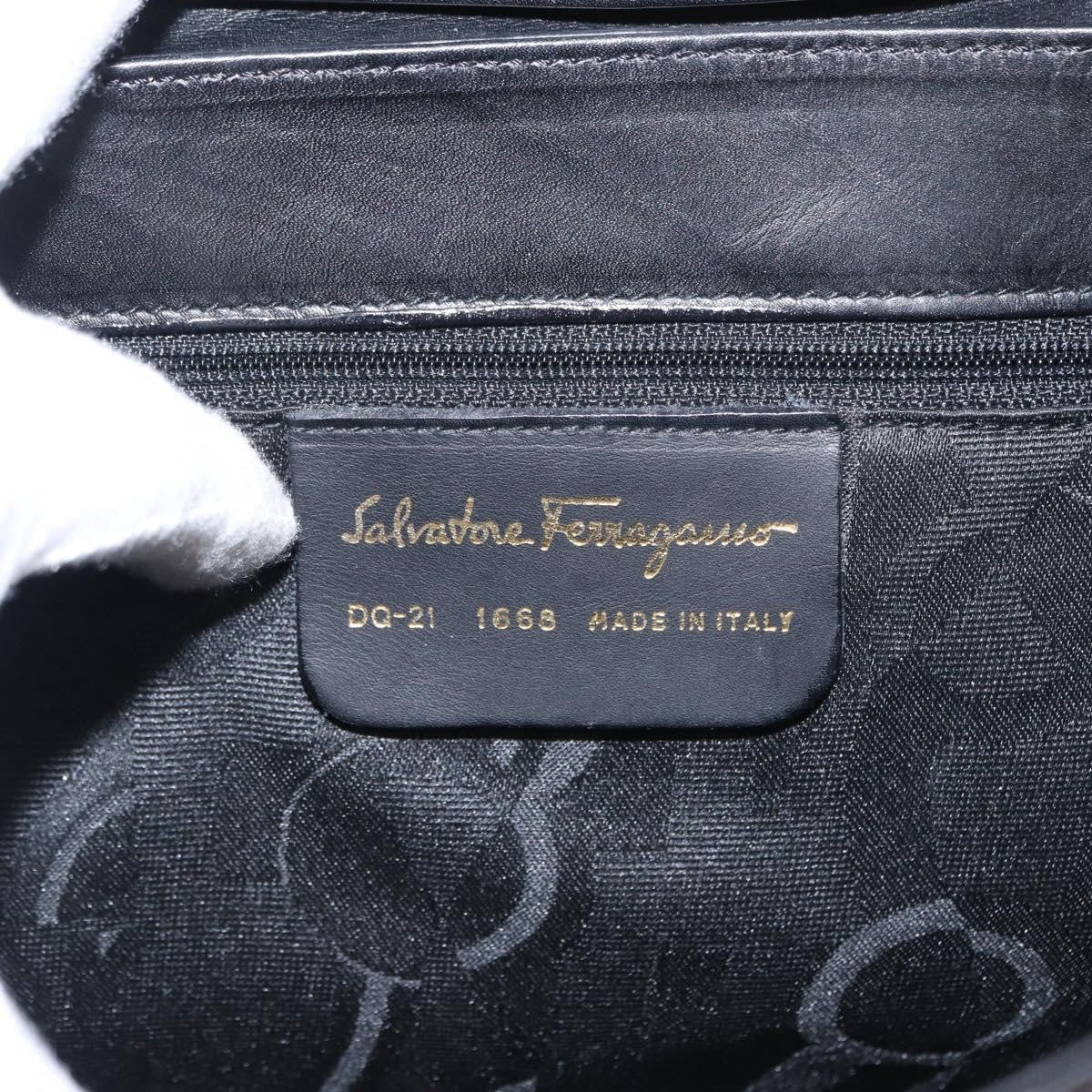 Salvatore Ferragamo Vintage Handbag Leather, BLACK, LEATHER, Handbag