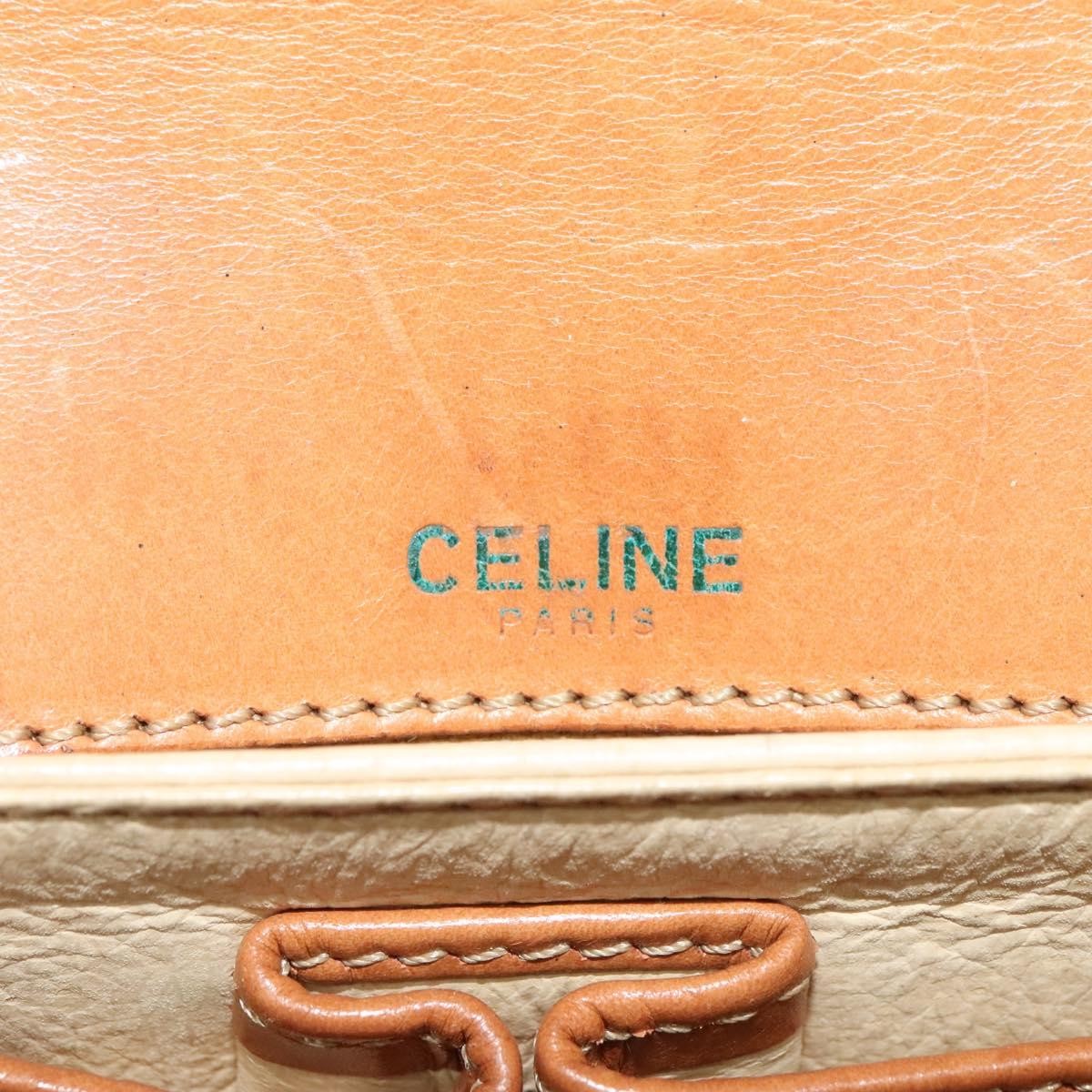 Celine Vintage Macadam Shoulder Bag Canvas and Leather, BEIGE, CANVAS, Shoulder bag