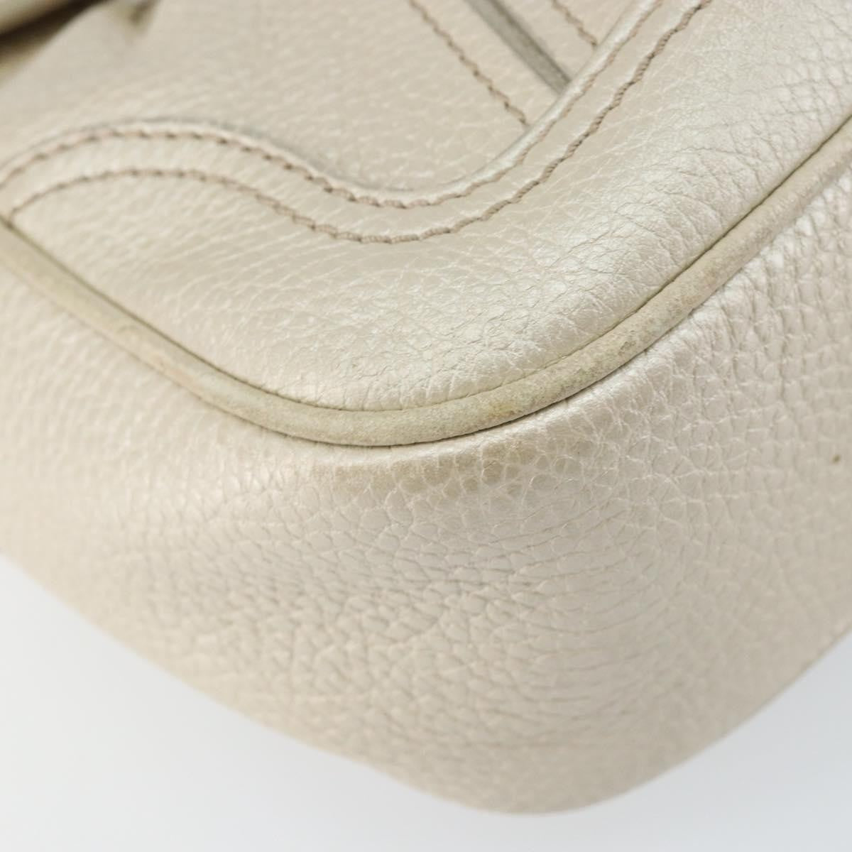 Celine Vintage Buckle Shoulder Bag Leather, WHITE, LEATHER, Shoulder bag