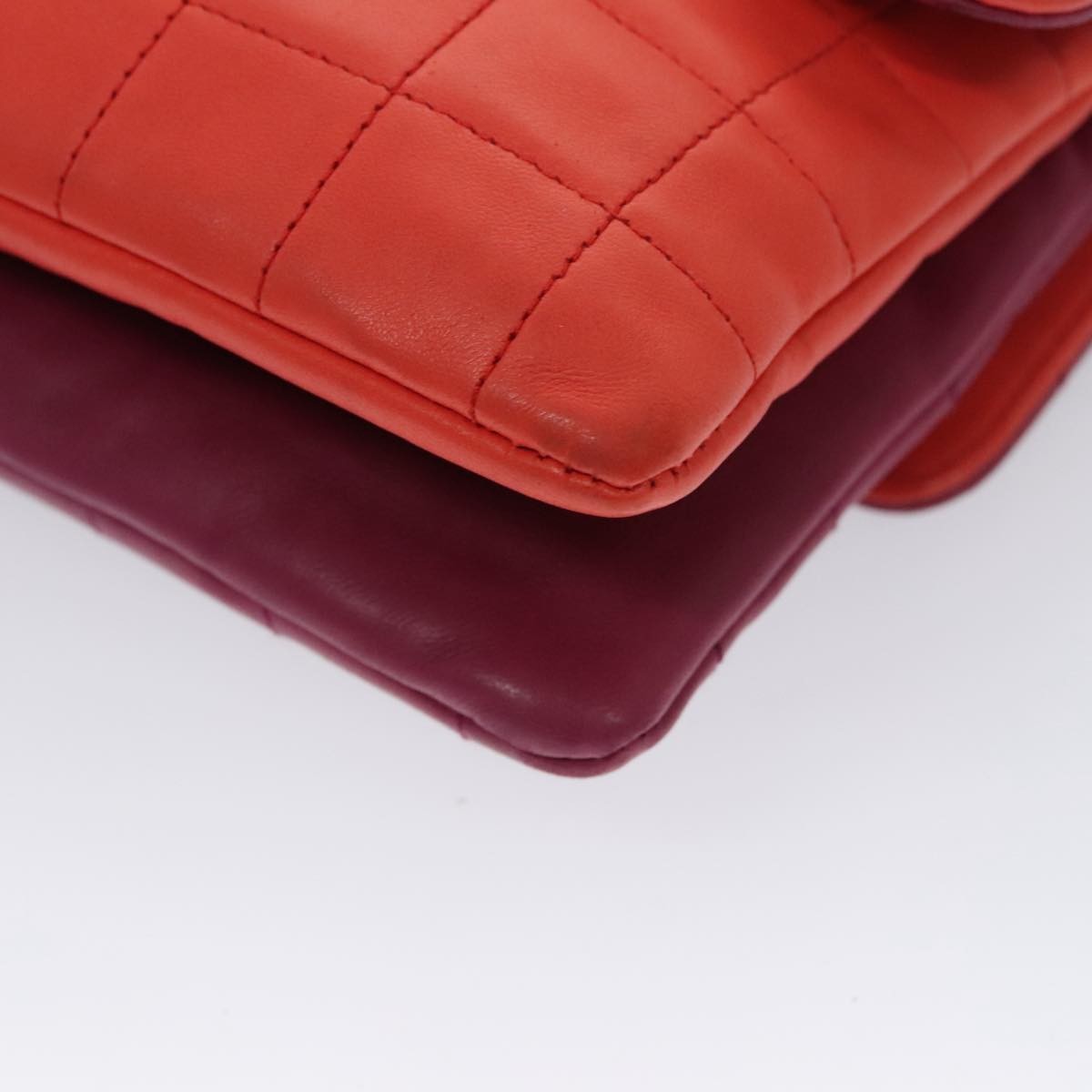 Chanel Vintage Chocolate Bar Double Side Flap Shoulder Bag Quilted Lambskin, PURPLE, LEATHER, Shoulder bag