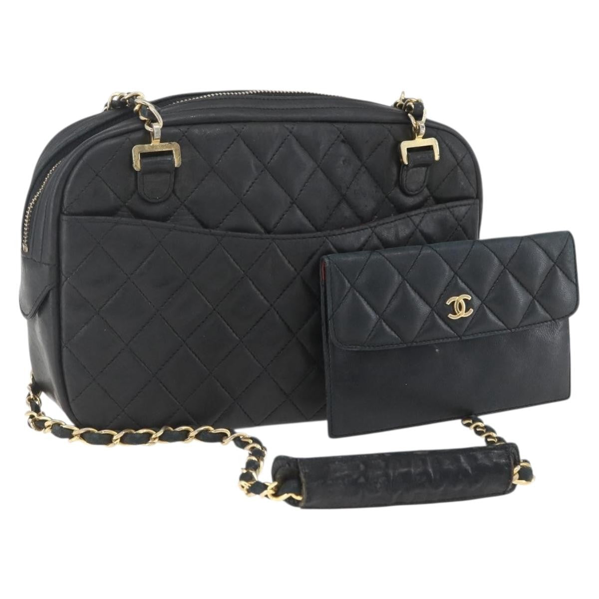 Chanel Vintage Camera Bag Quilted Leather, BLACK, LEATHER, Shoulder bag
