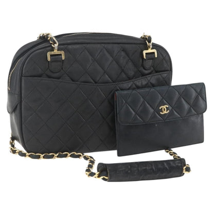 Chanel Vintage Camera Bag Quilted Leather, BLACK, LEATHER, Shoulder bag