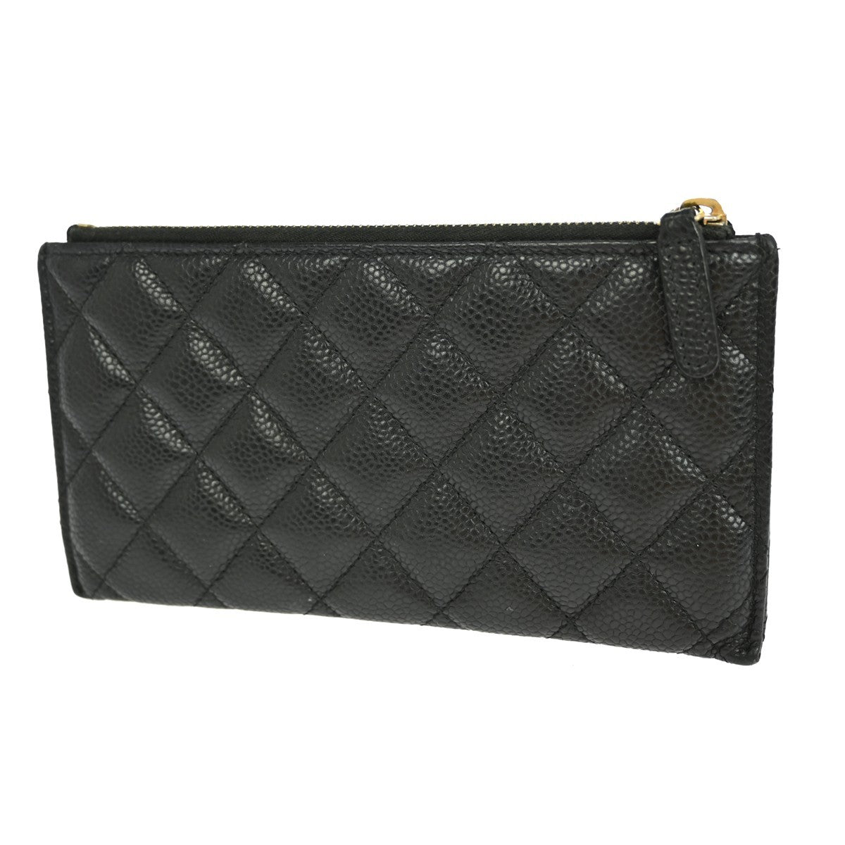 Chanel CC Card Case Quilted Caviar, BLACK, LEATHER, Wallets