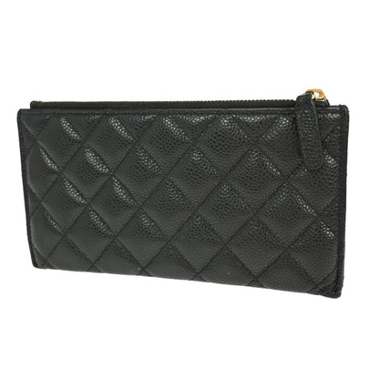 Chanel CC Card Case Quilted Caviar, BLACK, LEATHER, Wallets