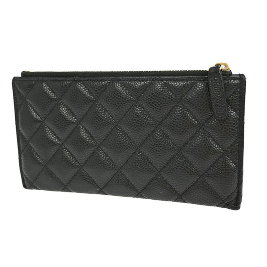 Chanel CC Card Case Quilted Caviar, BLACK, LEATHER, Wallets