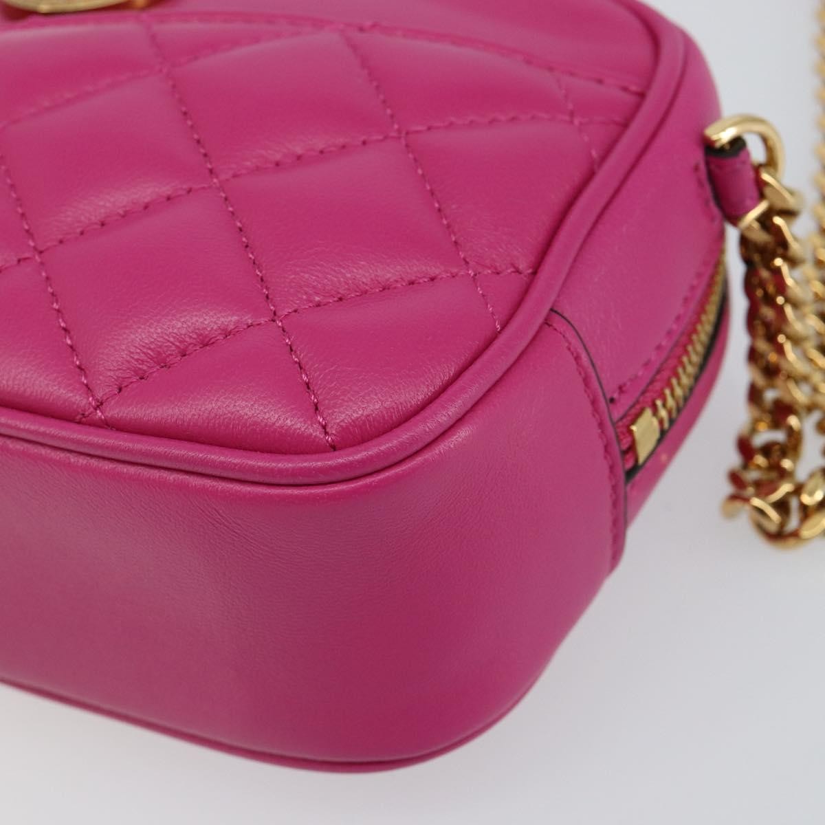 Versace Medusa Icon Front Slip Pocket Camera Bag Quilted Leather, PINK, LEATHER, Shoulder bag
