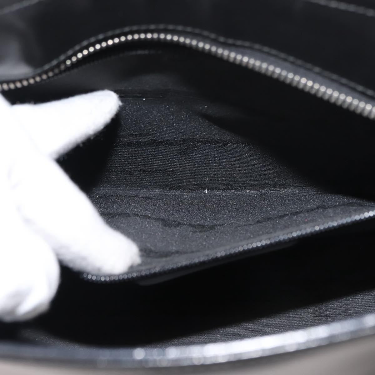 Salvatore Ferragamo Double Gancini Side Buckle Tote Leather, BLACK, LEATHER, Handbag