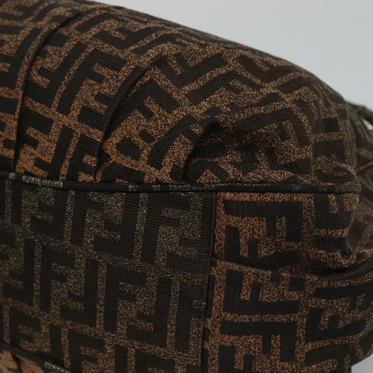 Fendi Mia Tote Metallic Zucca Canvas, BROWN, CANVAS, Tote bag