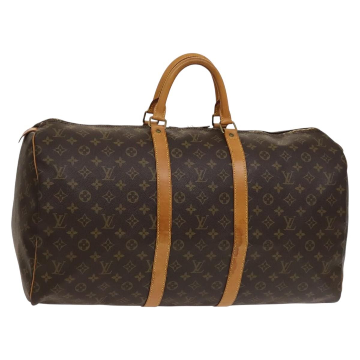 Louis Vuitton Keepall Bag Monogram Canvas, BROWN, CANVAS, Travel bag