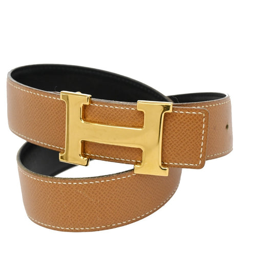 Hermes Constance Reversible Belt Leather, BROWN, LEATHER, Belts
