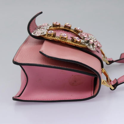Miu Miu Madras Crystal Buckle Shoulder Bag Leather, PINK, LEATHER, Shoulder bag