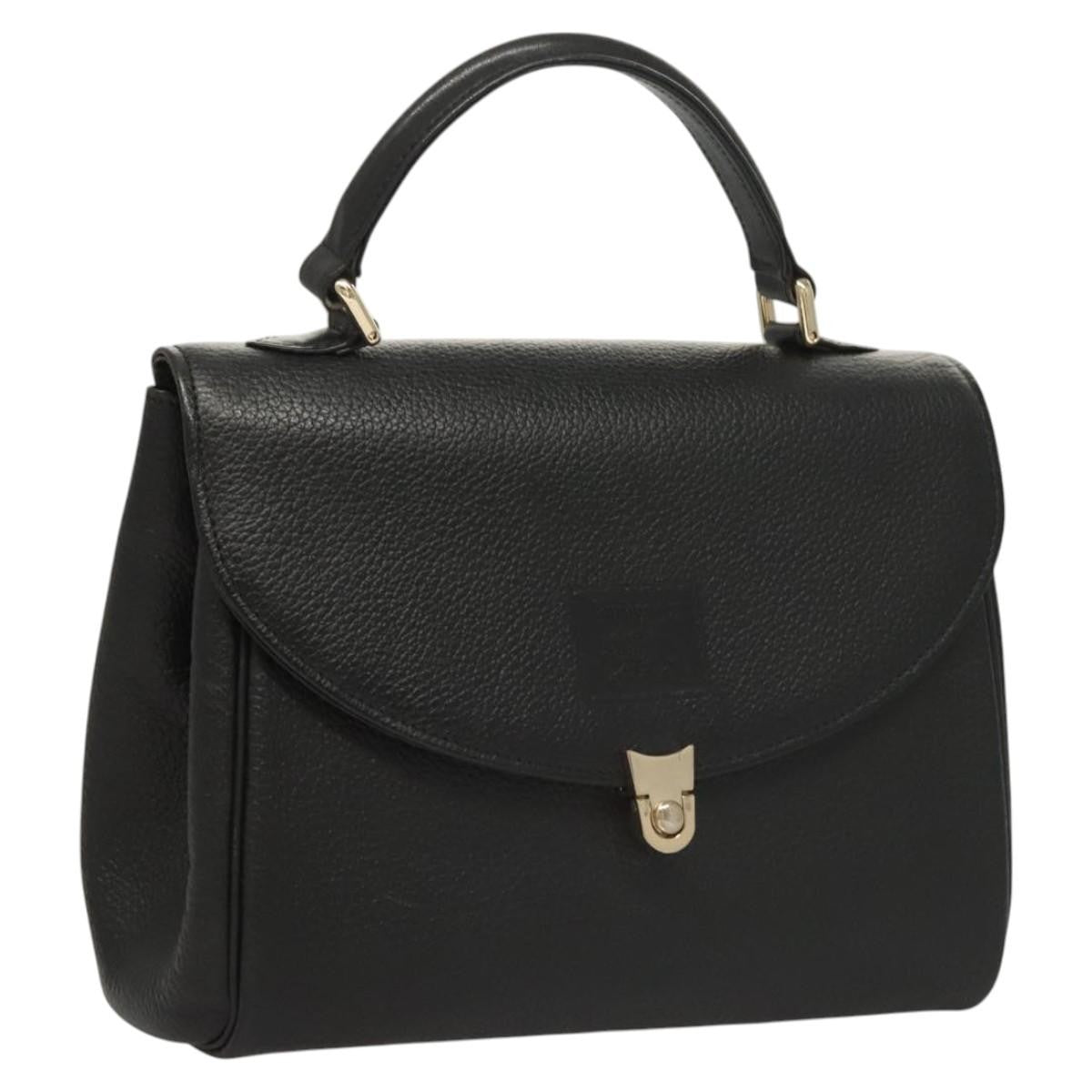 Burberry Vintage Handbag Leather, BLACK, LEATHER, Handbag