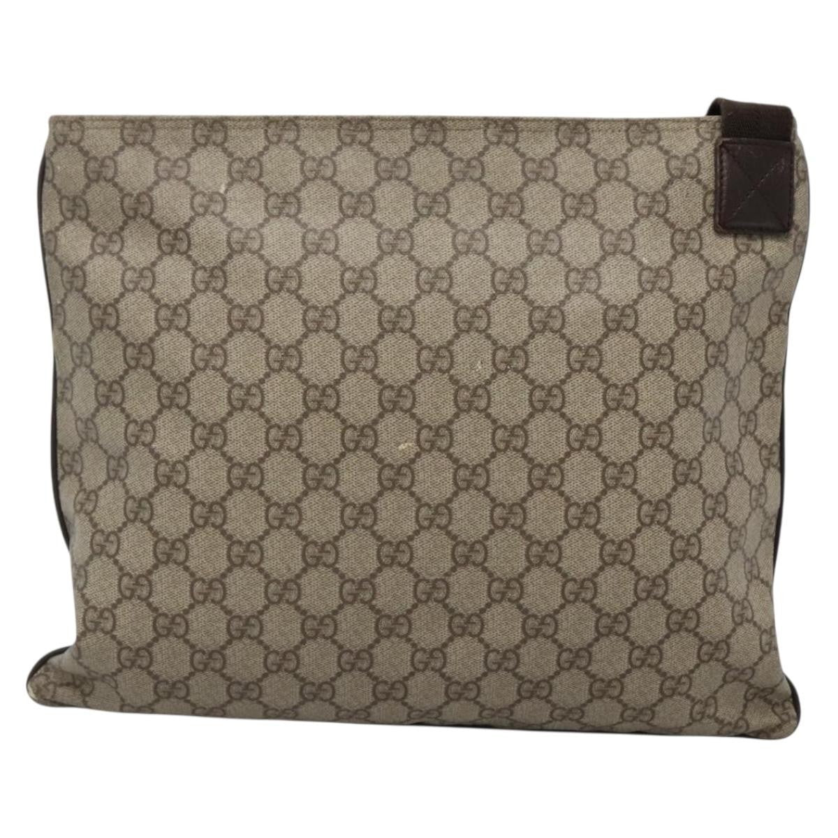 Gucci Zip Top Messenger Bag GG Coated Canvas, BEIGE, CANVAS, Shoulder bag