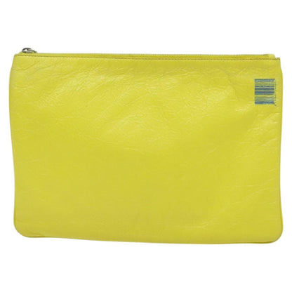 Balenciaga Supermarket Pouch Leather, YELLOW, LEATHER, Clutche & pouche