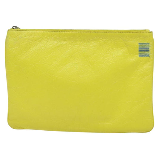 Balenciaga Supermarket Pouch Leather, YELLOW, LEATHER, Clutche & pouche