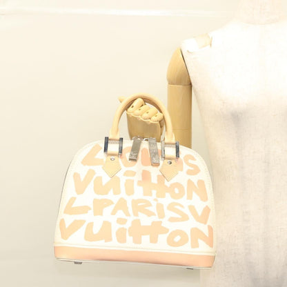 Louis Vuitton Alma Handbag Limited Edition Graffiti Leather, WHITE, CANVAS, Handbag