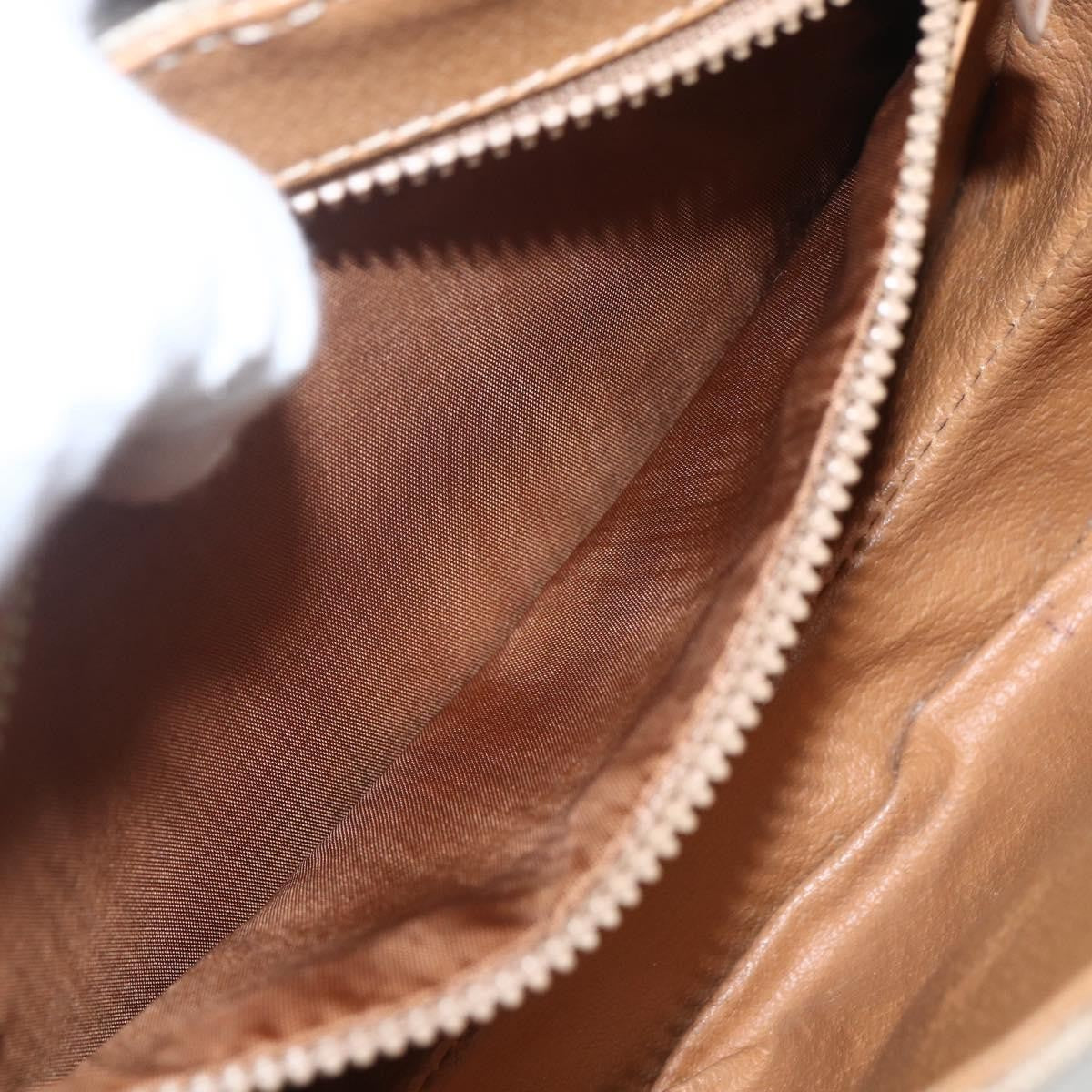 Celine Vintage Macadam Circle Logo Shoulder Bag Canvas and Leather, BEIGE, CANVAS, Shoulder bag