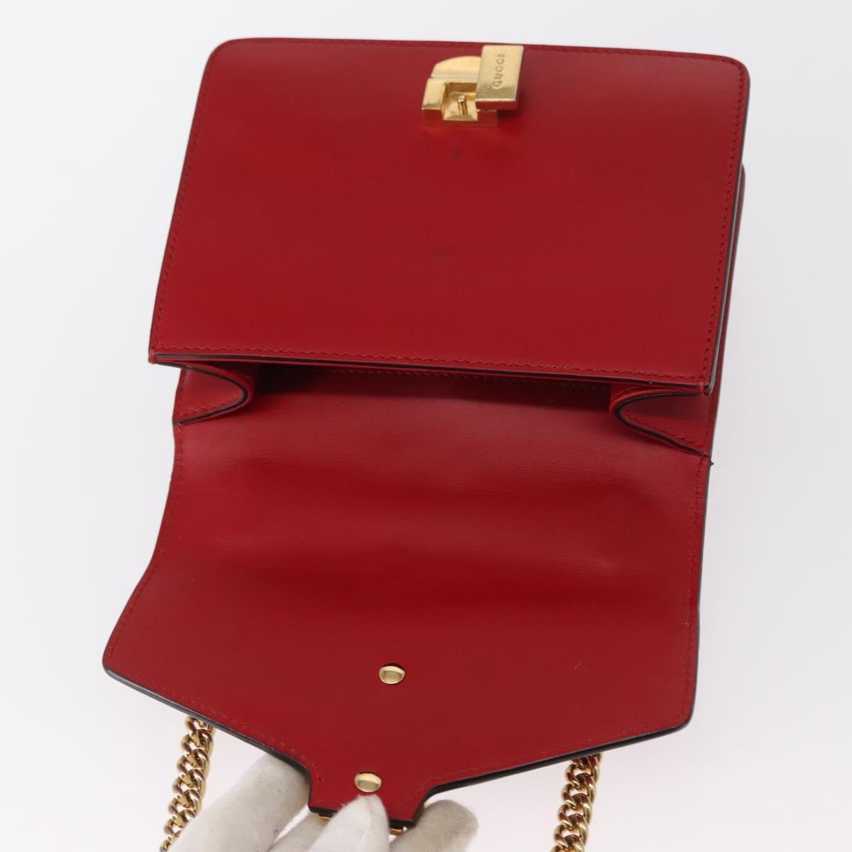 Gucci Sylvie Chain Shoulder Bag Leather, RED, LEATHER, Shoulder bag