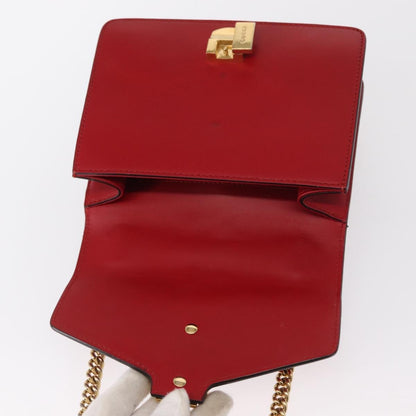 Gucci Sylvie Chain Shoulder Bag Leather, RED, LEATHER, Shoulder bag