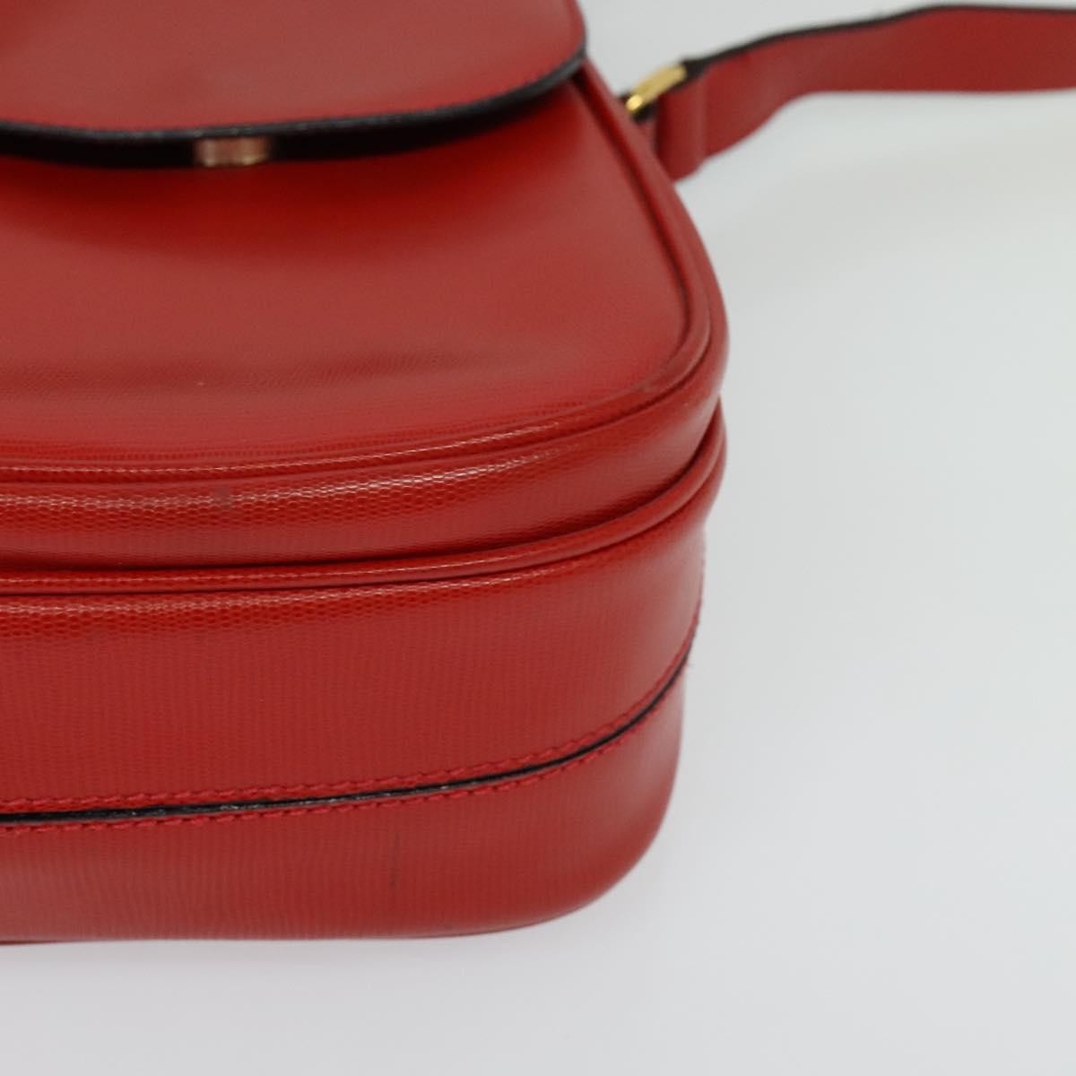 Celine Circle logo Leather, RED, LEATHER, Shoulder bag