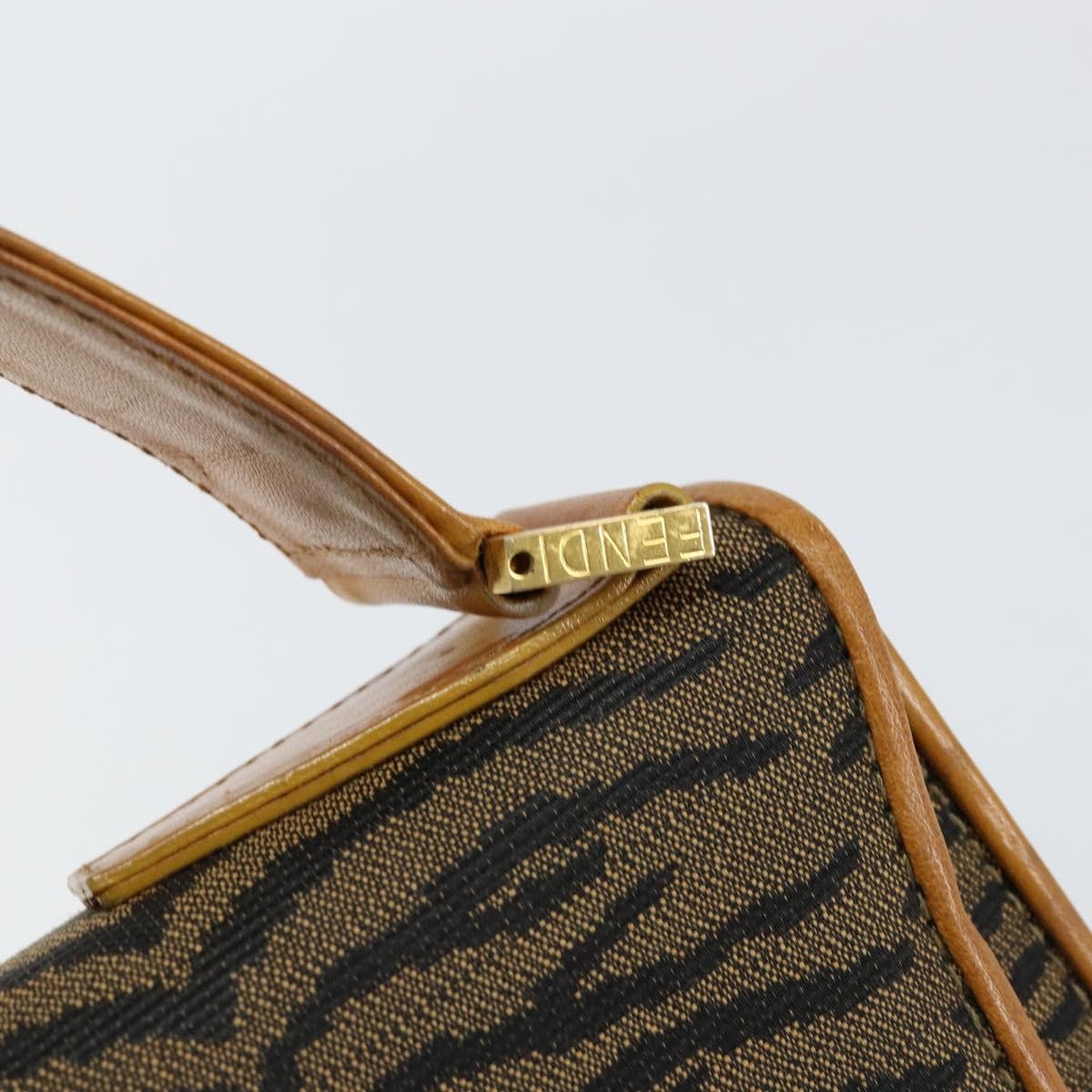 Fendi Vintage Tiger Print Shoulder Bag Canvas, GOLD, CANVAS, Shoulder bag