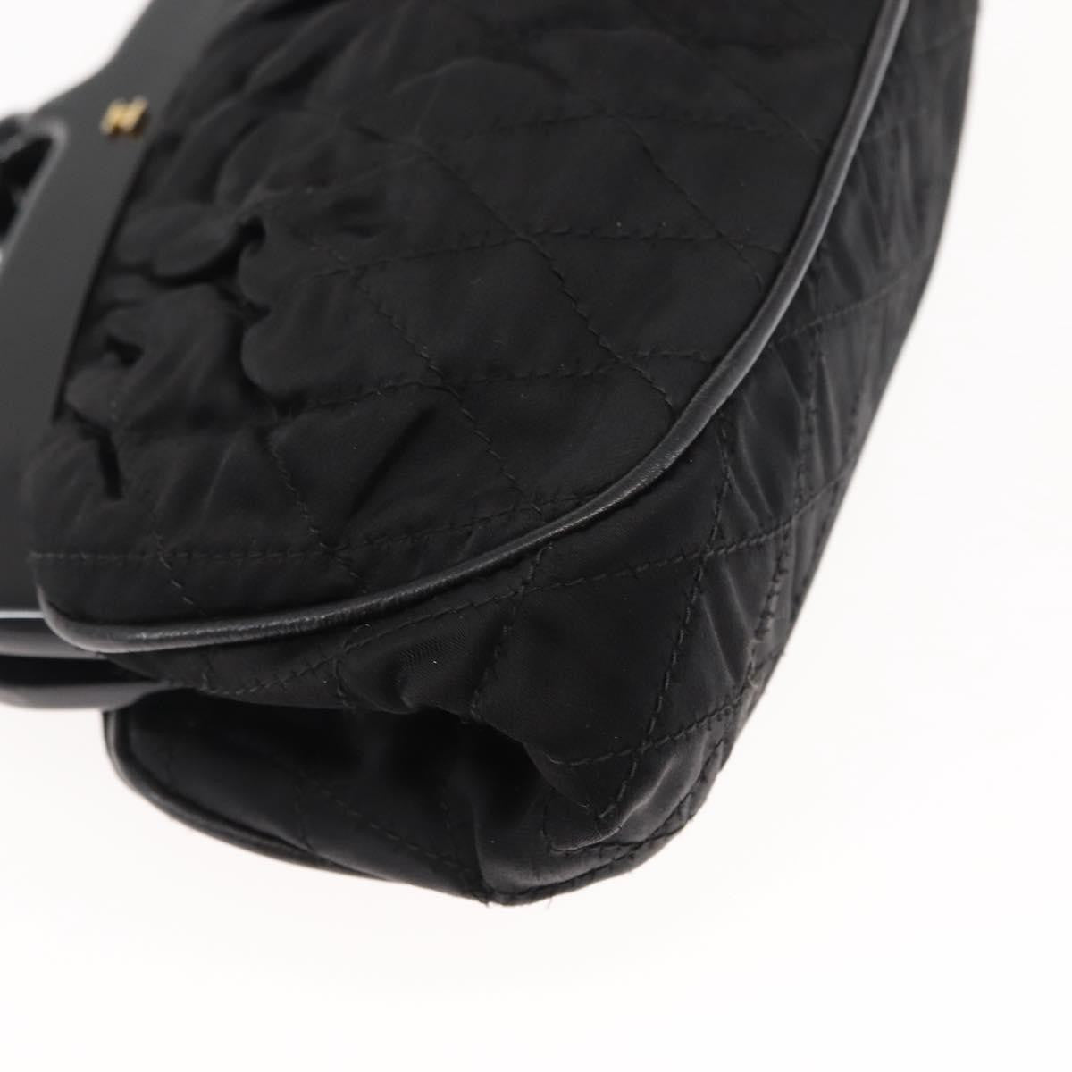 Chanel Vintage Kisslock Frame Bag Pleated Satin, BLACK, SATIN, Shoulder bag