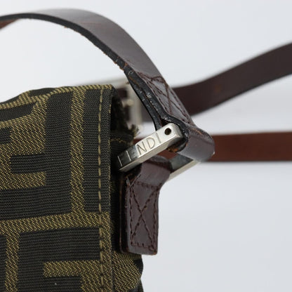 Fendi Flat Messenger Bag Zucca Canvas, BROWN, CANVAS, Shoulder bag