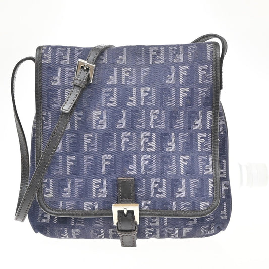 Fendi Vintage Flap Crossbody Bag Zucchino Denim, BLUE, DENIM_JEANS, Shoulder bag
