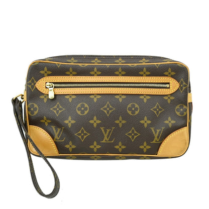 Louis Vuitton Marly Dragonne Clutch Monogram Canvas, BROWN, CANVAS, Clutche & pouche