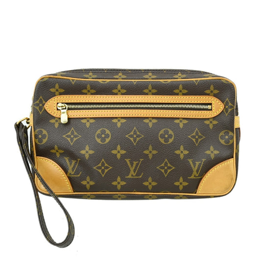 Louis Vuitton Marly Dragonne Clutch Monogram Canvas, BROWN, CANVAS, Clutche & pouche
