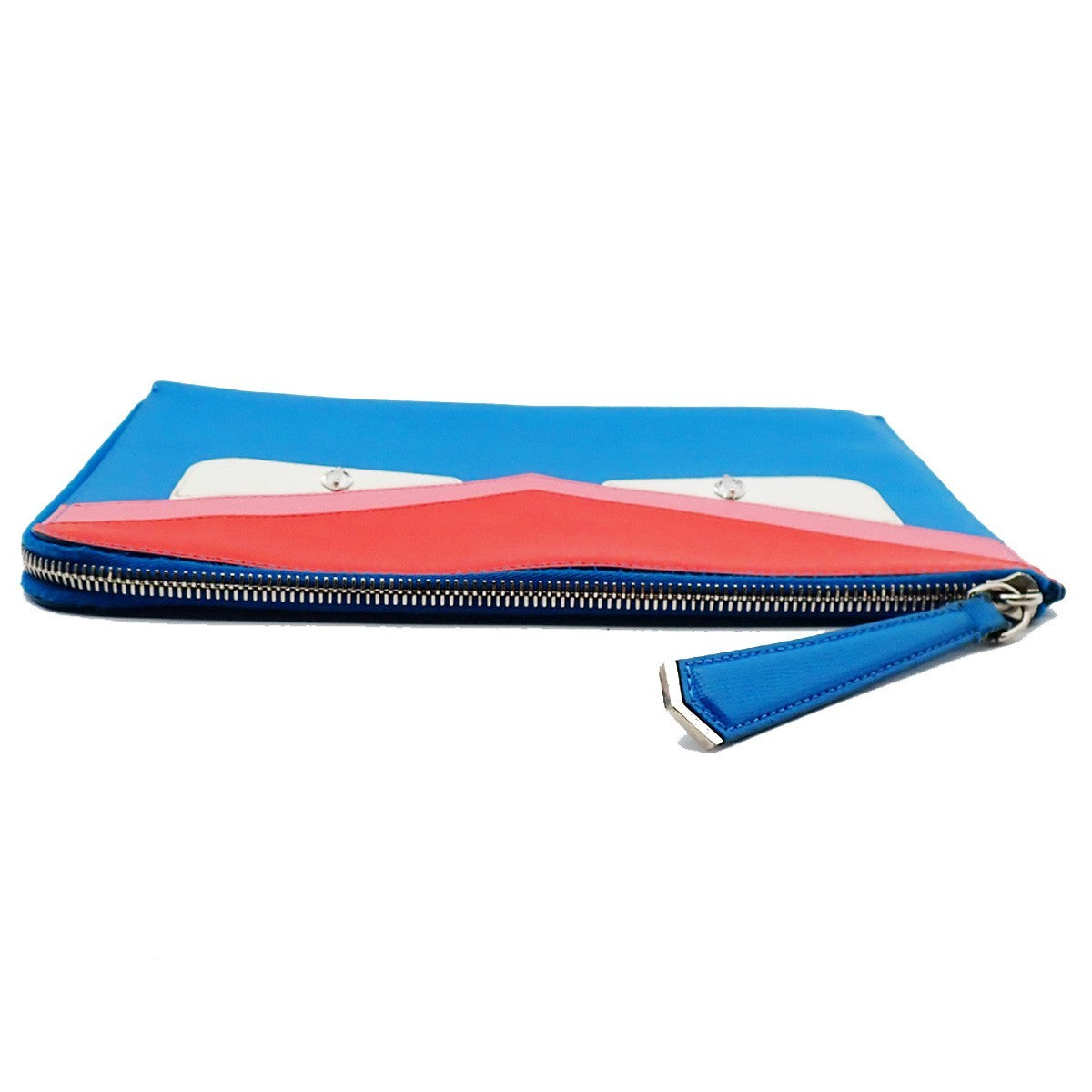 Fendi Monster Clutch Leather, BLUE, LEATHER, Clutche & pouche