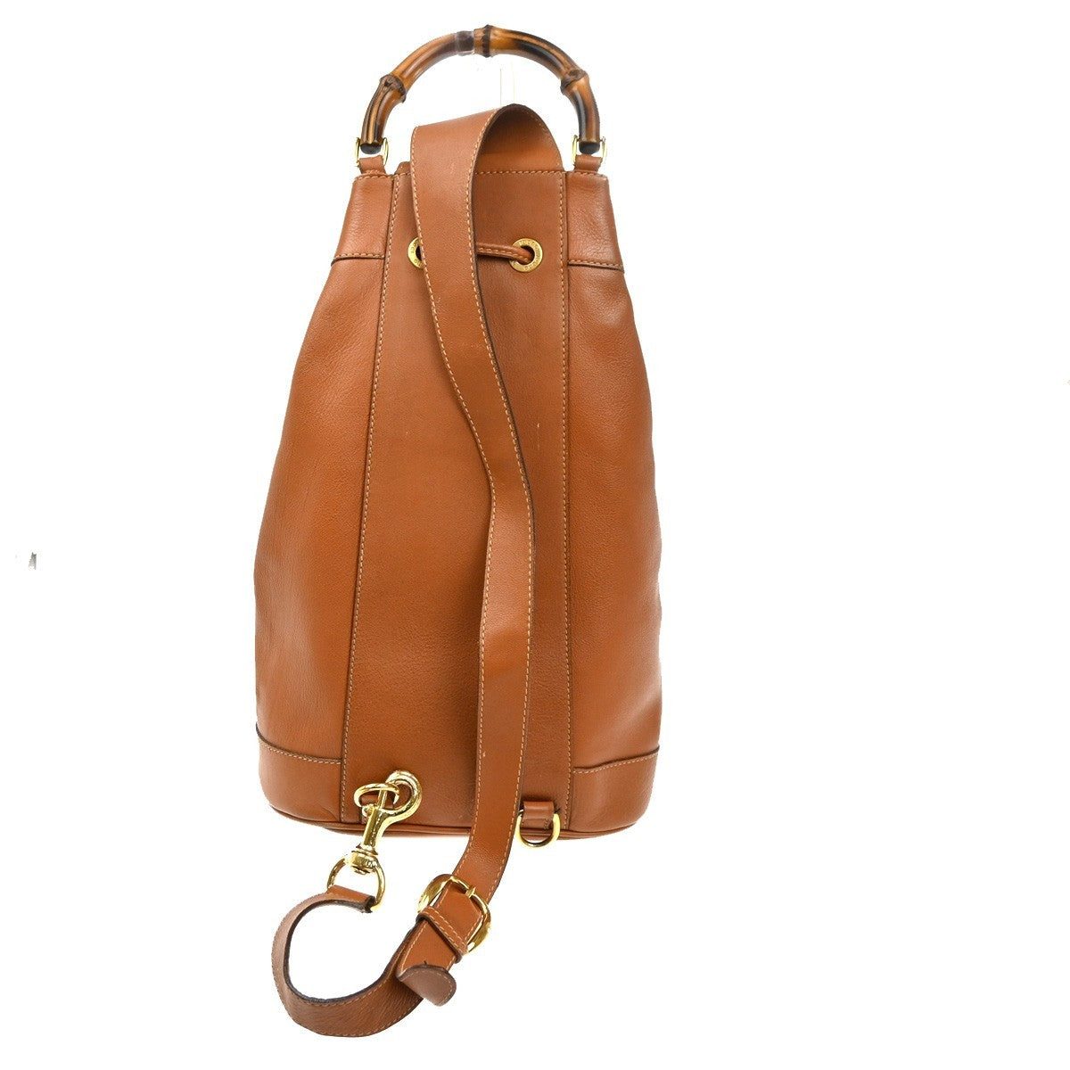 Gucci Vintage Bamboo Sling Backpack Leather, Brown, Leather, Backpack
