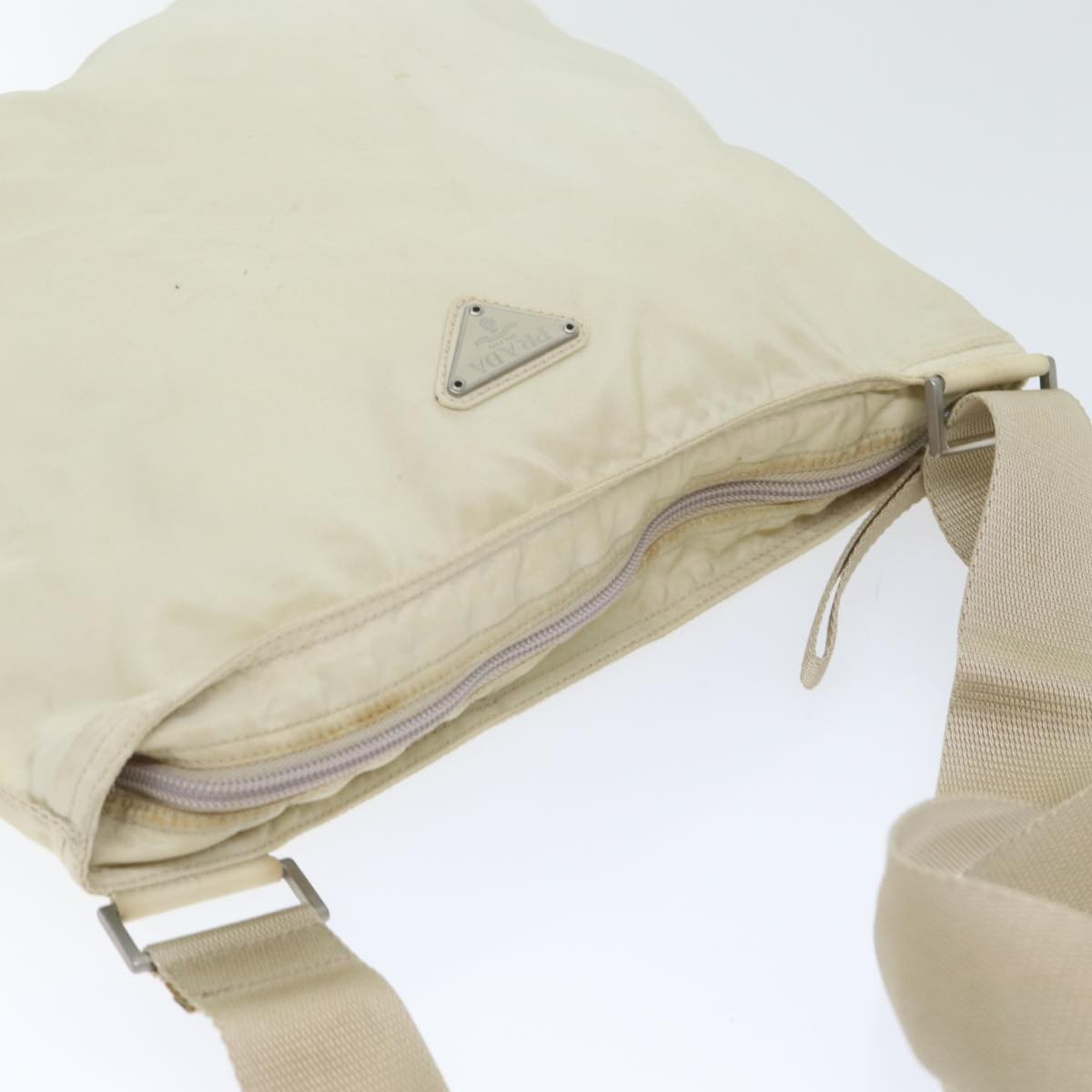 Prada Front Pocket Messenger Bag Tessuto, WHITE, NYLON, Shoulder bag