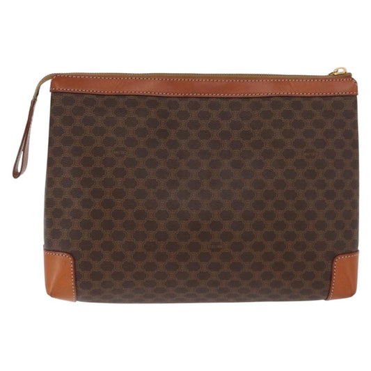 Celine Macadam Pochette Canvas and Leather, BEIGE, CANVAS, Clutche & pouche